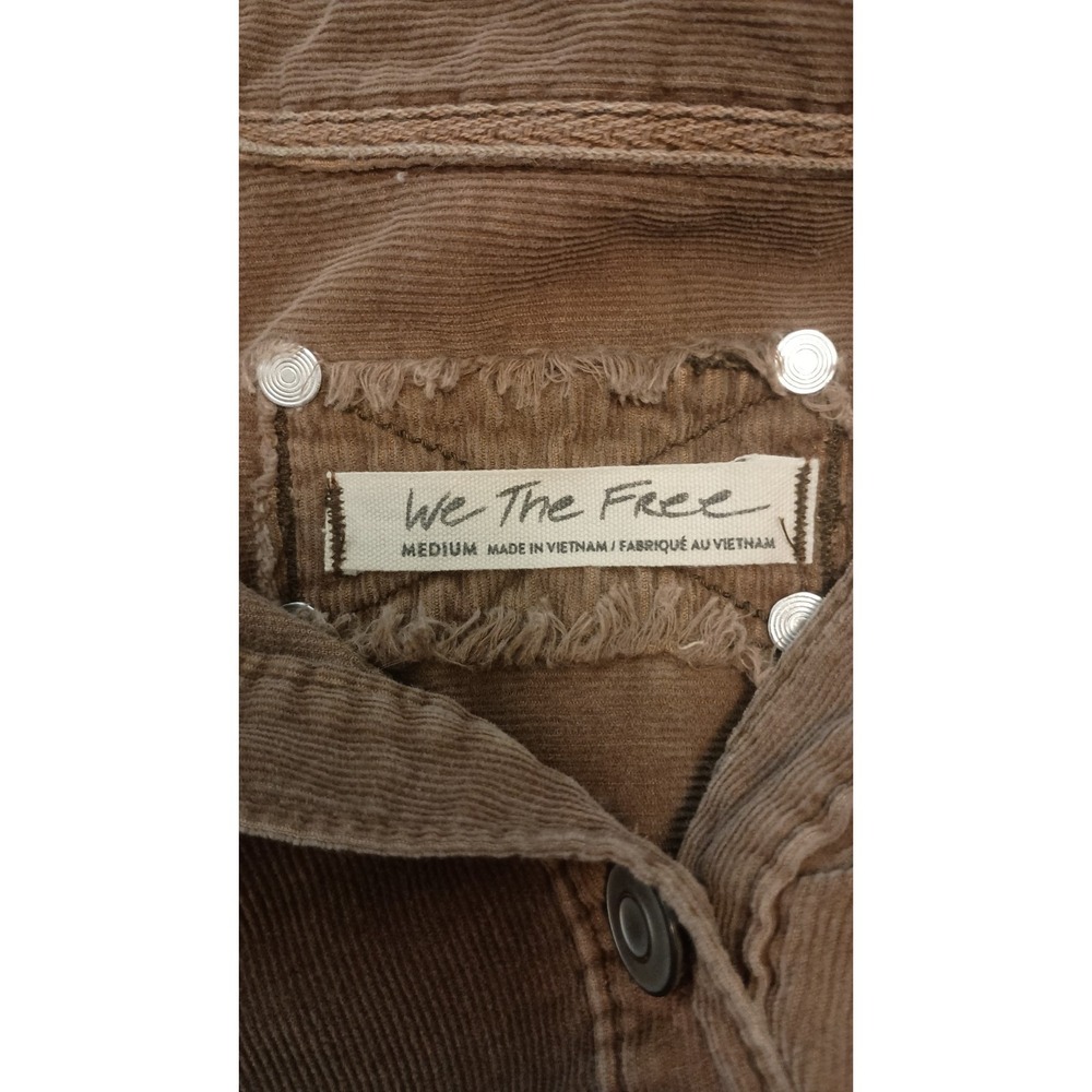 Free People We The Free Baby Cord Buttondown Shirt Warm Tobacco Brown Size M - Picture 10 of 14